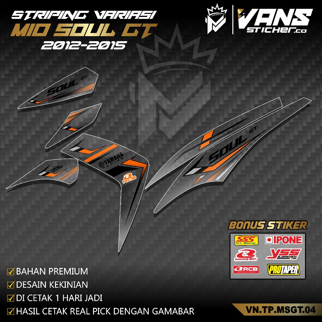 Stiker Striping Transparan MIO SOUL GT 115 2012-2015  Siticker decal Variasi YAMAHA MIO SOUL GT