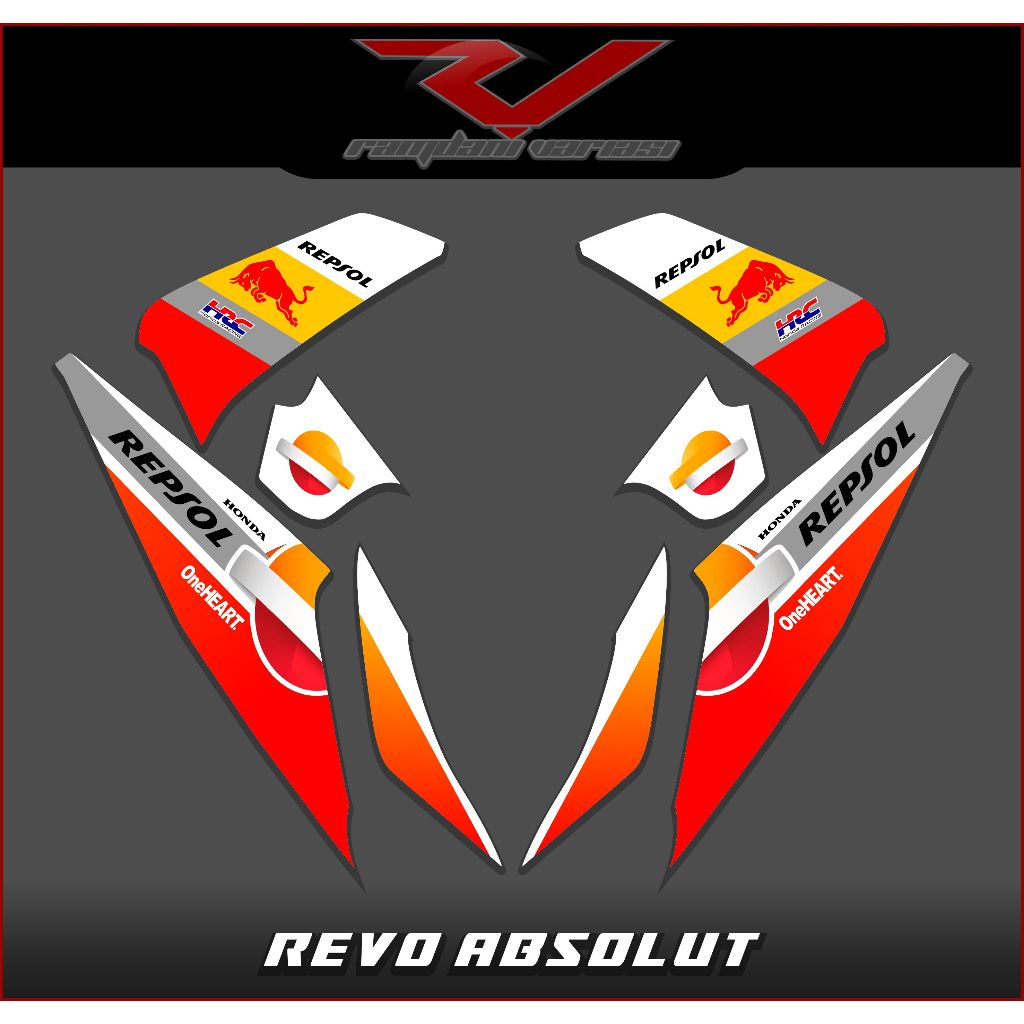 STRIPING STIKER VARIASI REVO ABSOLUTE/STIKER MOTOR ABSOLUTE 2010-2013 REPSOL