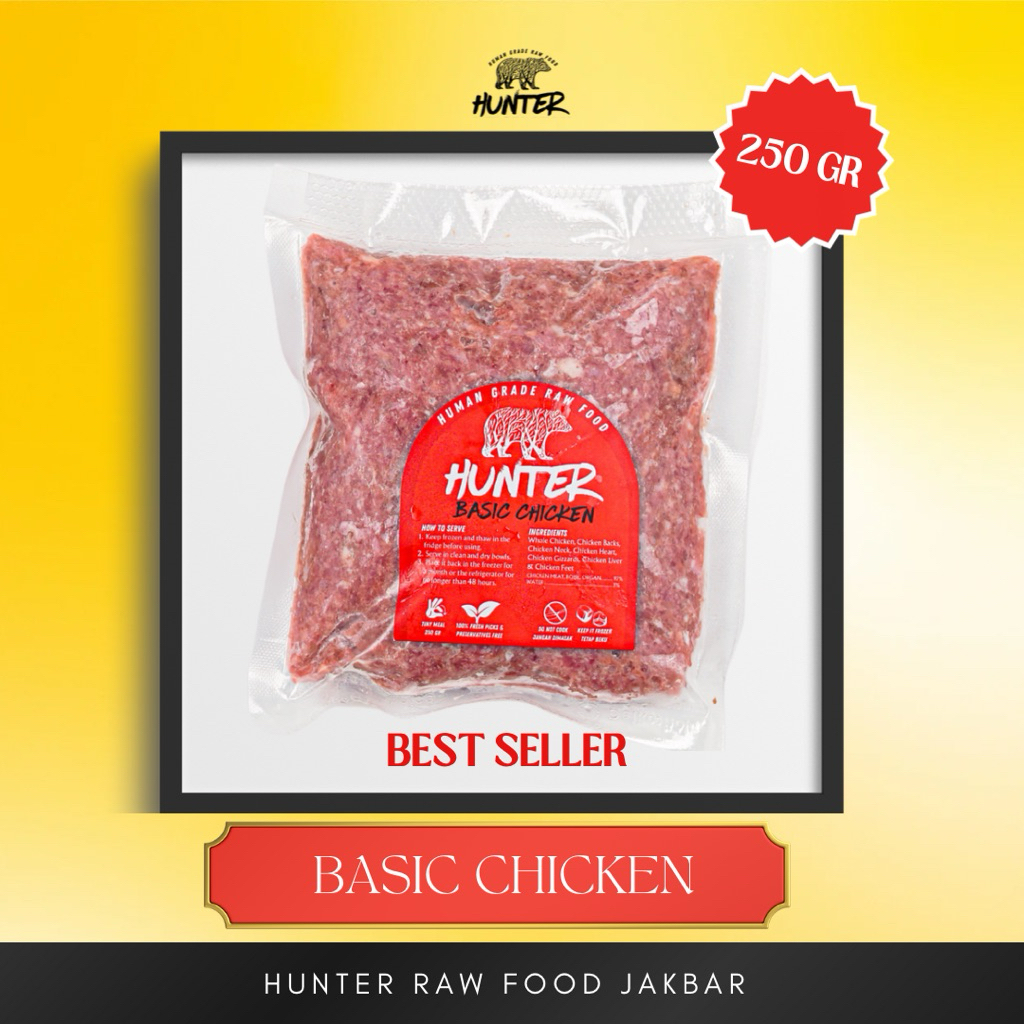 Hunter Raw Food | DAGING AYAM GILING (RAW FOOD) 250 gr - BASIC CHICKEN | Makanan hewan Murah| Dog Fo
