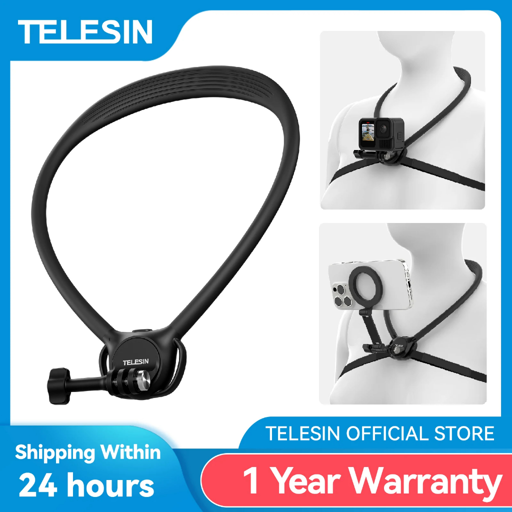 TELESIN Update SE 2.0 Neck Mount with 1/4” Screw for GoPro Hero 13 12 11 10 9 DJI Action 5 4 3 Insta