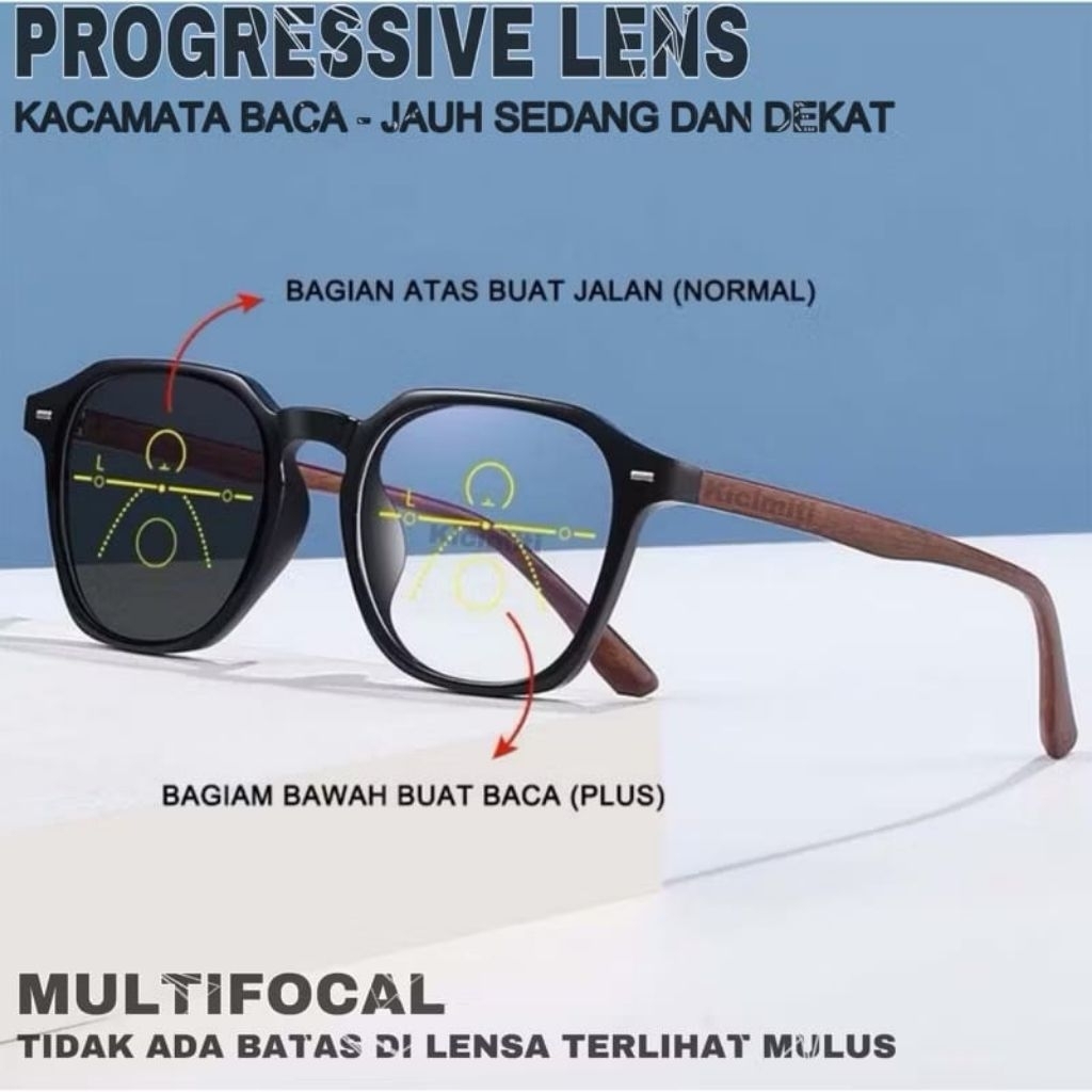 kacamata (PROGRESIF) baca dan jalan pria&wanita lensa antiradiasi.photocromic.blucromic