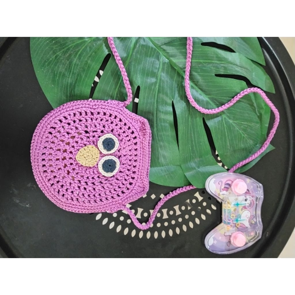 Tas selempang mini anak rajut motif lucu