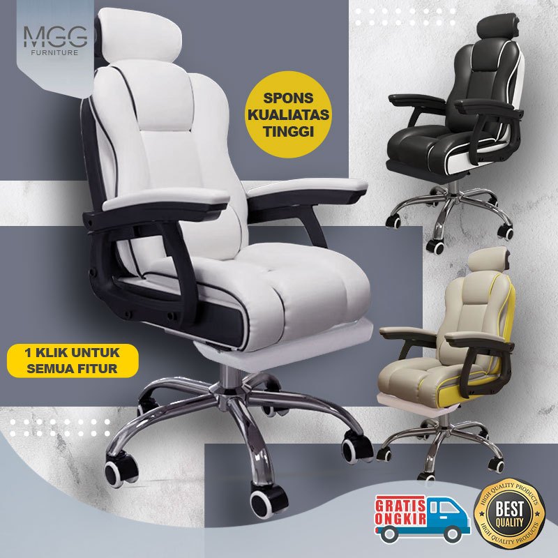 MGG Kursi Kantor Kursi Bos Kursi Kerja Kursi Direktur Dengan Pijanakan Kaki Kursi Kulit Ergonomis
