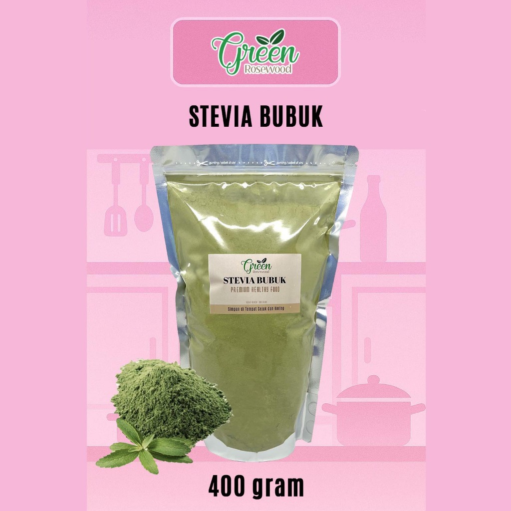 DAUN STEVIA BUBUK 400 GR / BUBUK DAUN STEVIA MURNI TANPA CAMPURAN / STEVIA SWEETENER ZERO CALORIES