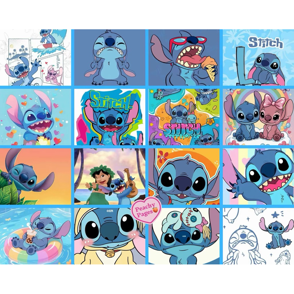 Poster Stitch 16 Foto + Free Perekat | Wall Art Kartun Aesthetic