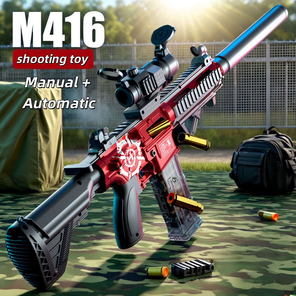 Mainan Senapan M416 Cobra Otomatis Laki-Laki Tembakan Burung Asli Senjata Mainan Elektrik M416 denga