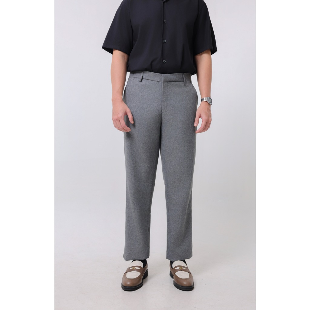 REY - Trousers Abu Muda | Celana Bahan Formal Slim Fit Pria Kain Polyester Semi Wool