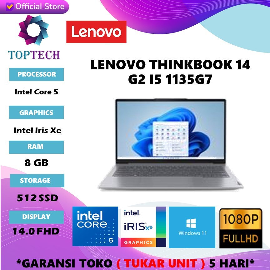 LENOVO THINKBOOK 14 G2 I5 1135G7 RAM 8GB SSD 512GB WINDOWS11PRE 14.0 FHD