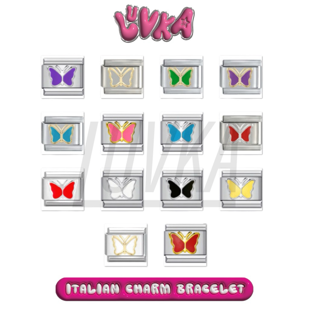 Luvka - Italian Charm Bracelet Butterfly Series Gold & Platinum / Charm Premium Italian Bracelet By 