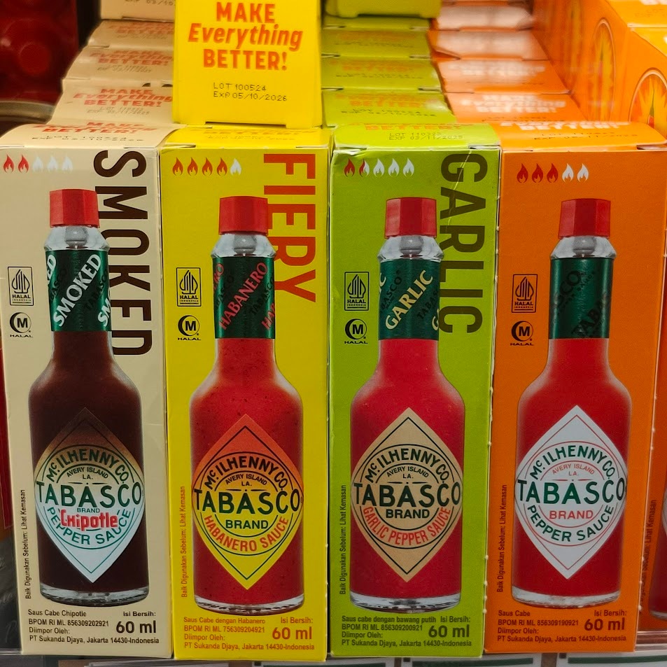 Tabasco Pepper Sauce 60ml - Saus Cabe Pizza Steak USA Mcilhenny Sambal Halal Chitpotle Habanero Garl