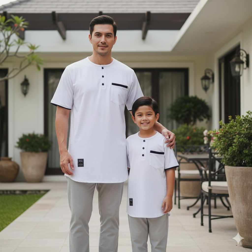 Kurta Kaos List Lengan Pendek & Kurta Jeans