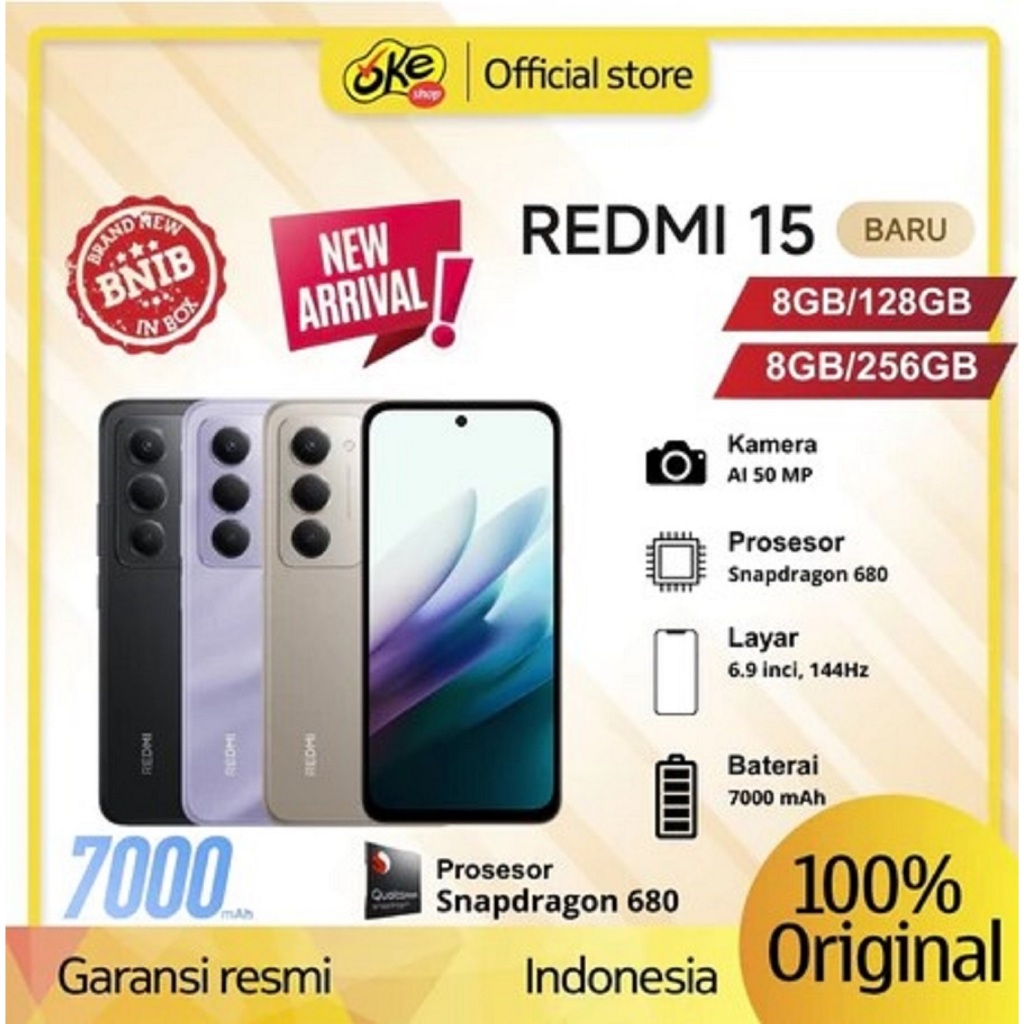 Xiaomi Redmi 15 (8/128) (8/256) Garansi Resmi Xiaomi Indonesia