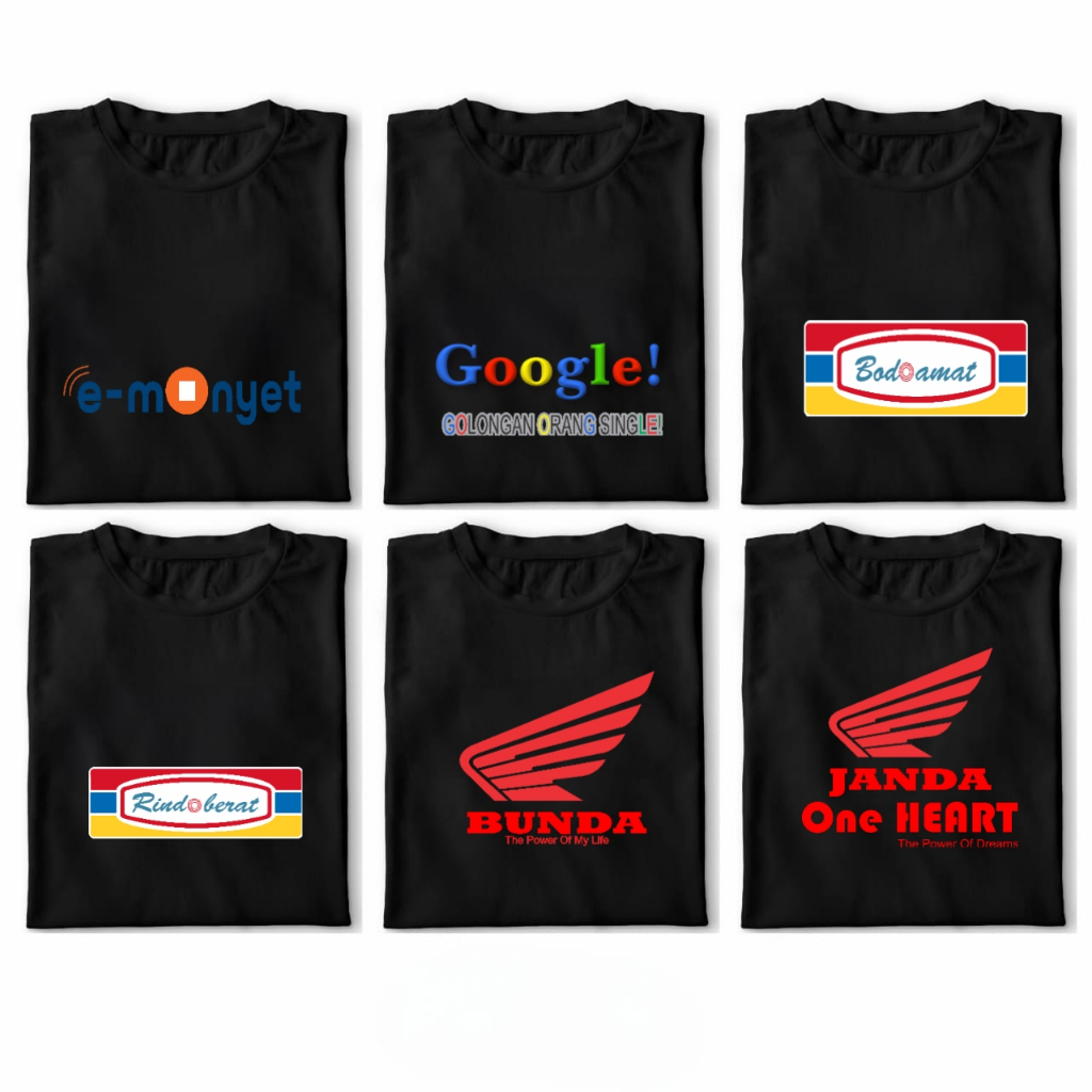 Kaos Plesetan E-M0ny3t Google Rinduberat Bunda Janda One Katun Combed Premium 30s Baju Distro