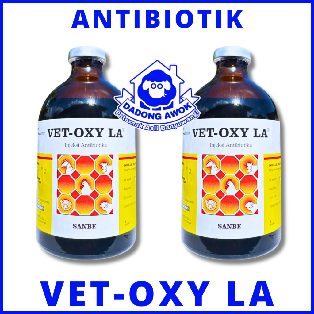 VET OXY LA 100 ml - Obat Hewan Antibiotik Untuk Pencernaan Pernafasan sapi kambing ayam = MEDOXY LA