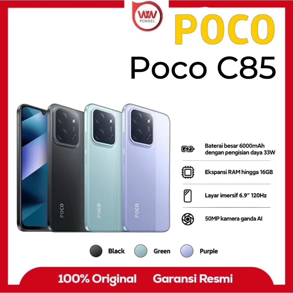 Hp Poco C85 Ram 6GB Internal 128GB Garansi Resmi