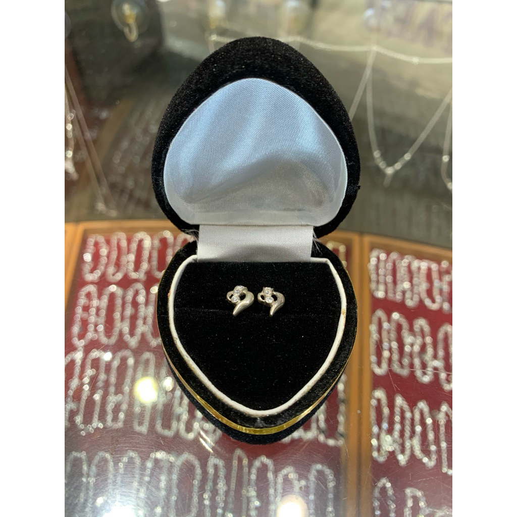 Anting Tindik Perak Model Angka 9 Permata