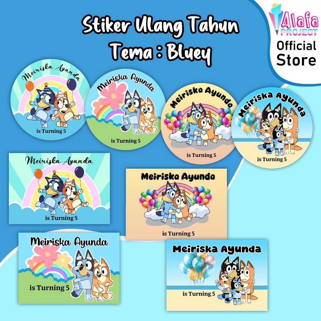 alafaproject - Stiker Ulang Tahun Custom Bluey