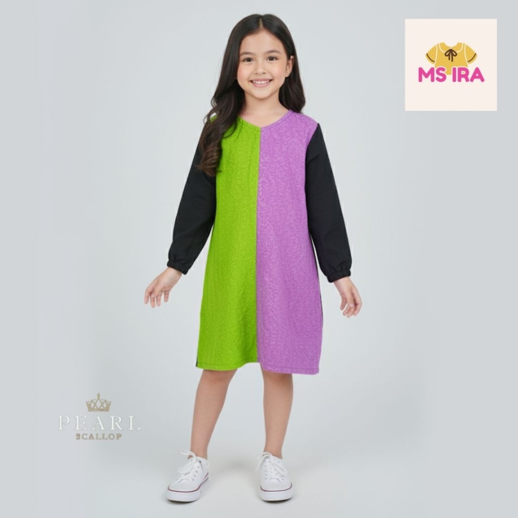 Dress Batik Ungu Hijau Anak