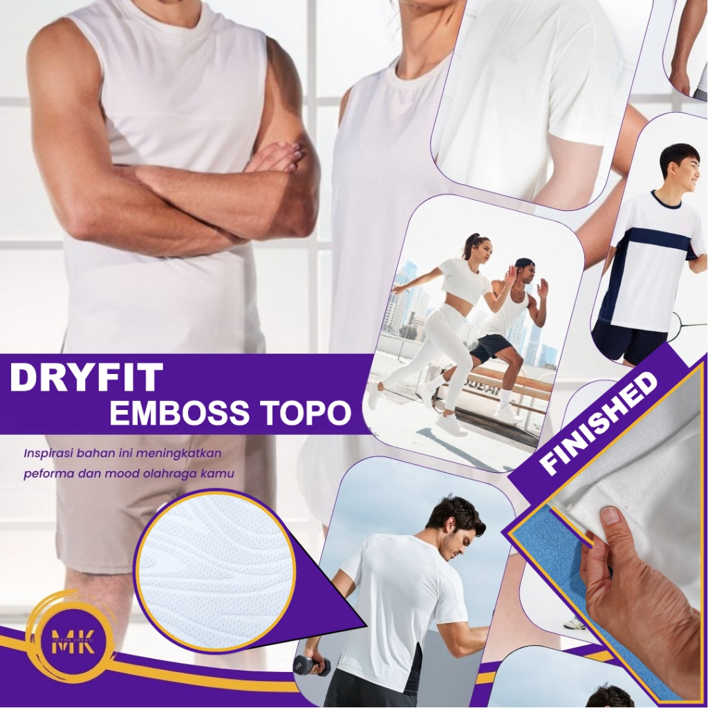 Kain Bahan Kaos DRYFIT EMBOSS TOPO FINISHED PUTIH untuk Jersey Kaos Olah Raga Dryfit Premium Kiloan 