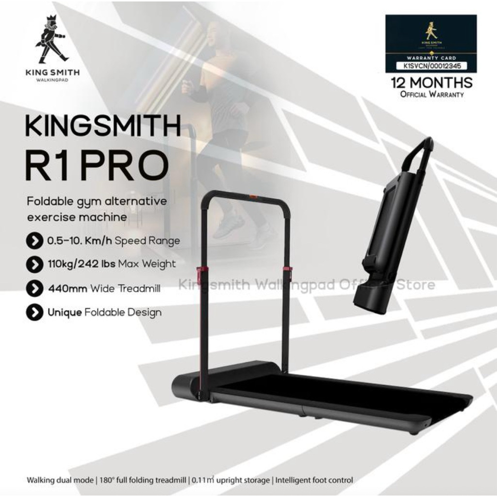 KingSmith WalkingPad R1 Pro 2in1 Foldable Fitness Treadmill - Silver (Preloved)
