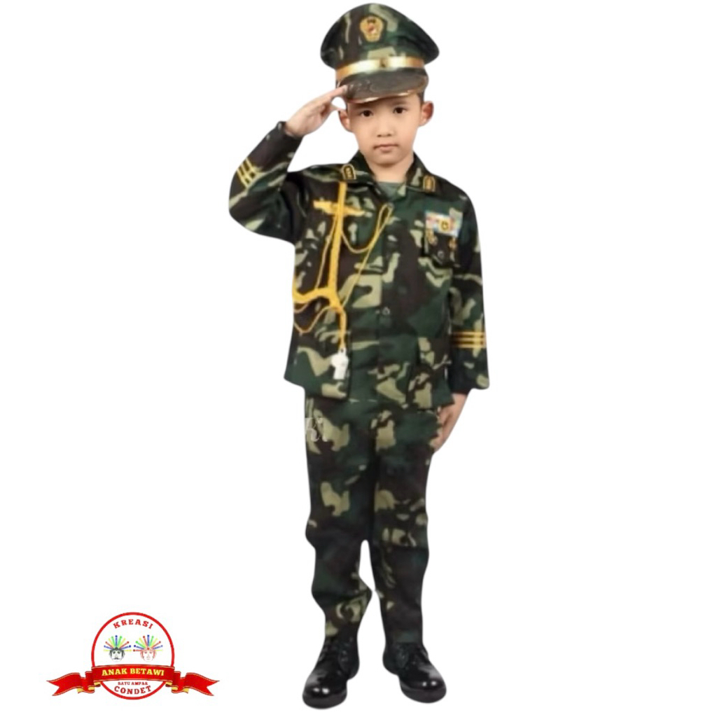Baju Seragam Profesi Anak ABRI , TNI  / Baju Seragam Karnaval TK SD SMP ( COWOK  )  MERK KIJANG ORIG