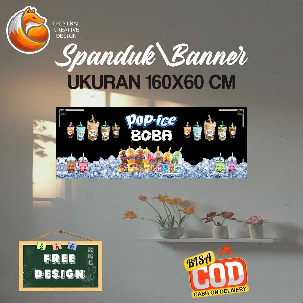 SPANDUK BANNER 160X60 CM POP ICE BOBA FREE DESIGN