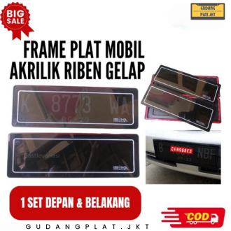 Tatakan plat mobil - Cover plat nomor mobil mika Akrilik riben hitam