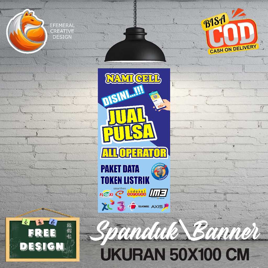 SPANDUK BANNER 50X100 CM JUAL PULSA FREE DESIGN
