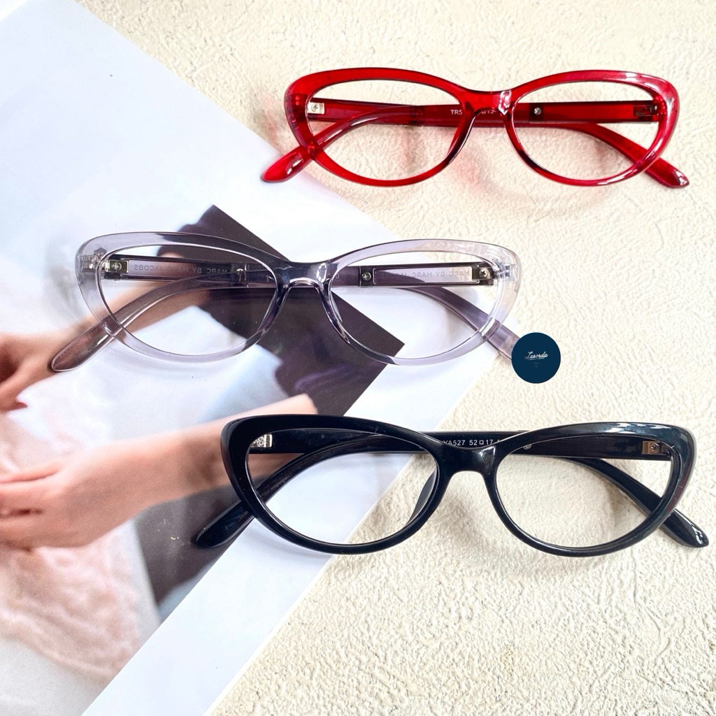 Frame Kacamata Wanita Cat Eye Oval Kecil Lensa Photocormic Antiradiasi Bluecromic Minus Normal Cylin