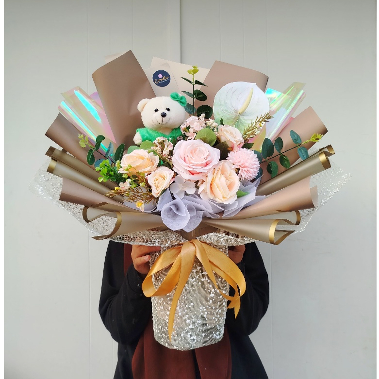 Grade Ori Free Selempang / Buket Boneka Hadiah Pelantikan / Bouquet Boneka Profesi Custom / Buket