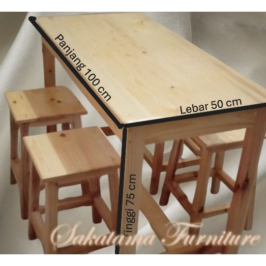 1 Set meja makan 1 meja + 4 bangku, meja makan cafe, meja makan set resto, meja makan warung, meja m