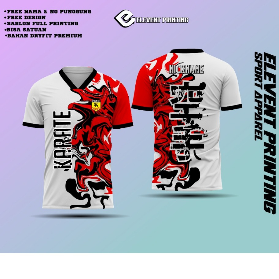 JERSEY KARATE BELADIRI FULLPRINTING FREE COSTUME NAMA,DOJO SUKA SUKA