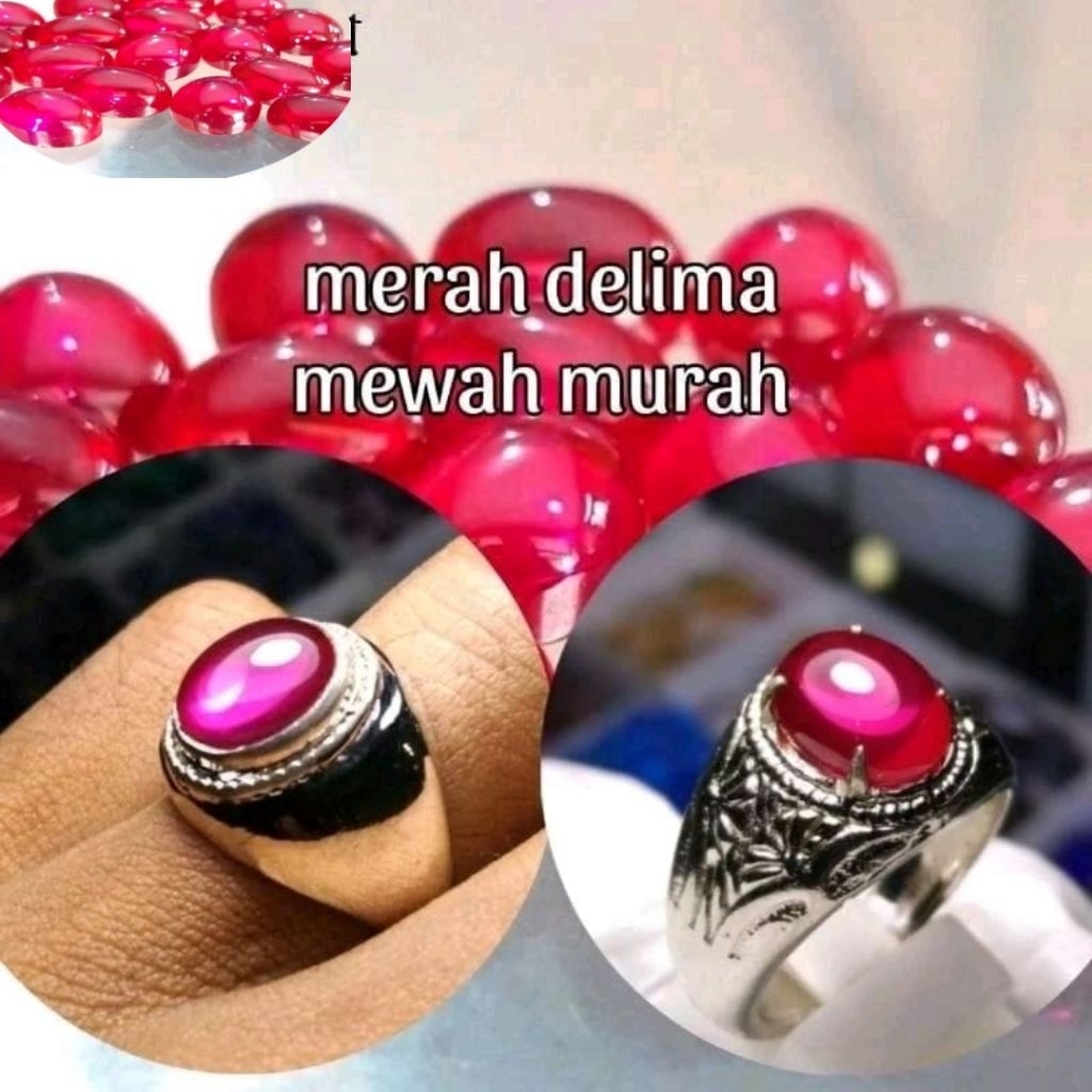 Batu cincin merah delima merah Siam rose bangkok cincin batu permata