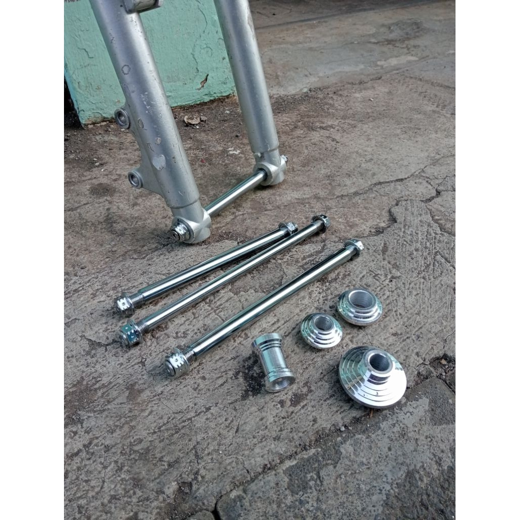 As Roda depan rk king /as tengah/as belakang Full besi /boshing tromol yamaha rk king probolt