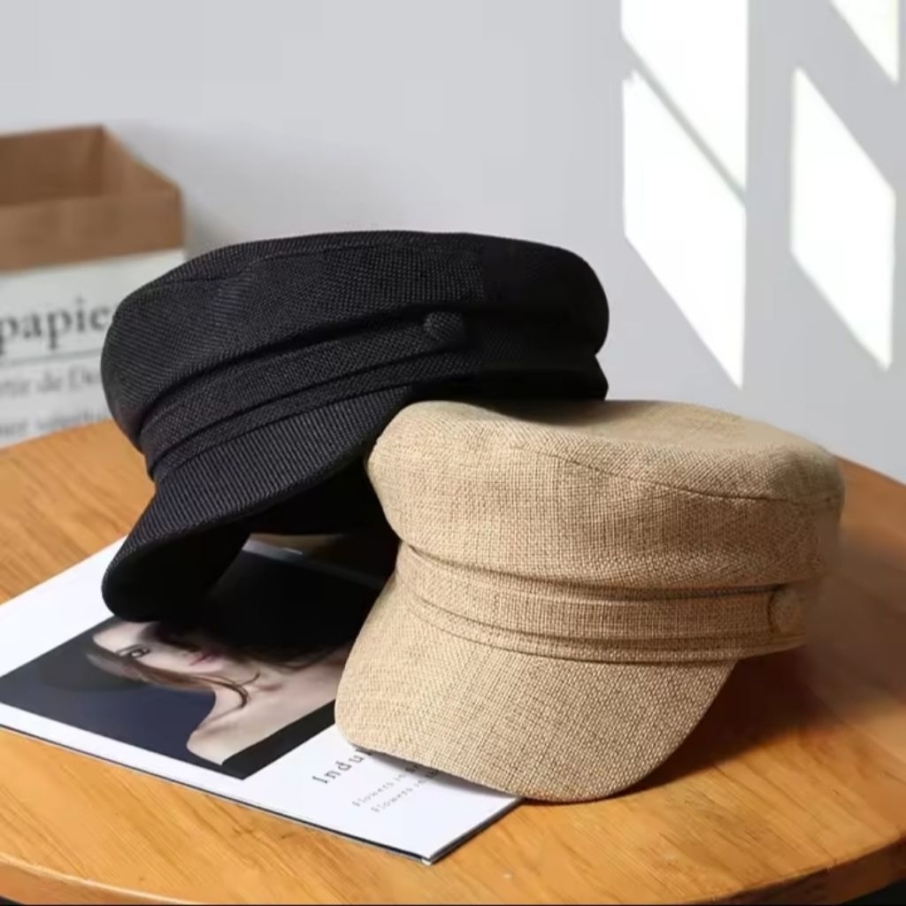 topi baret cewe korea style bahan katun import