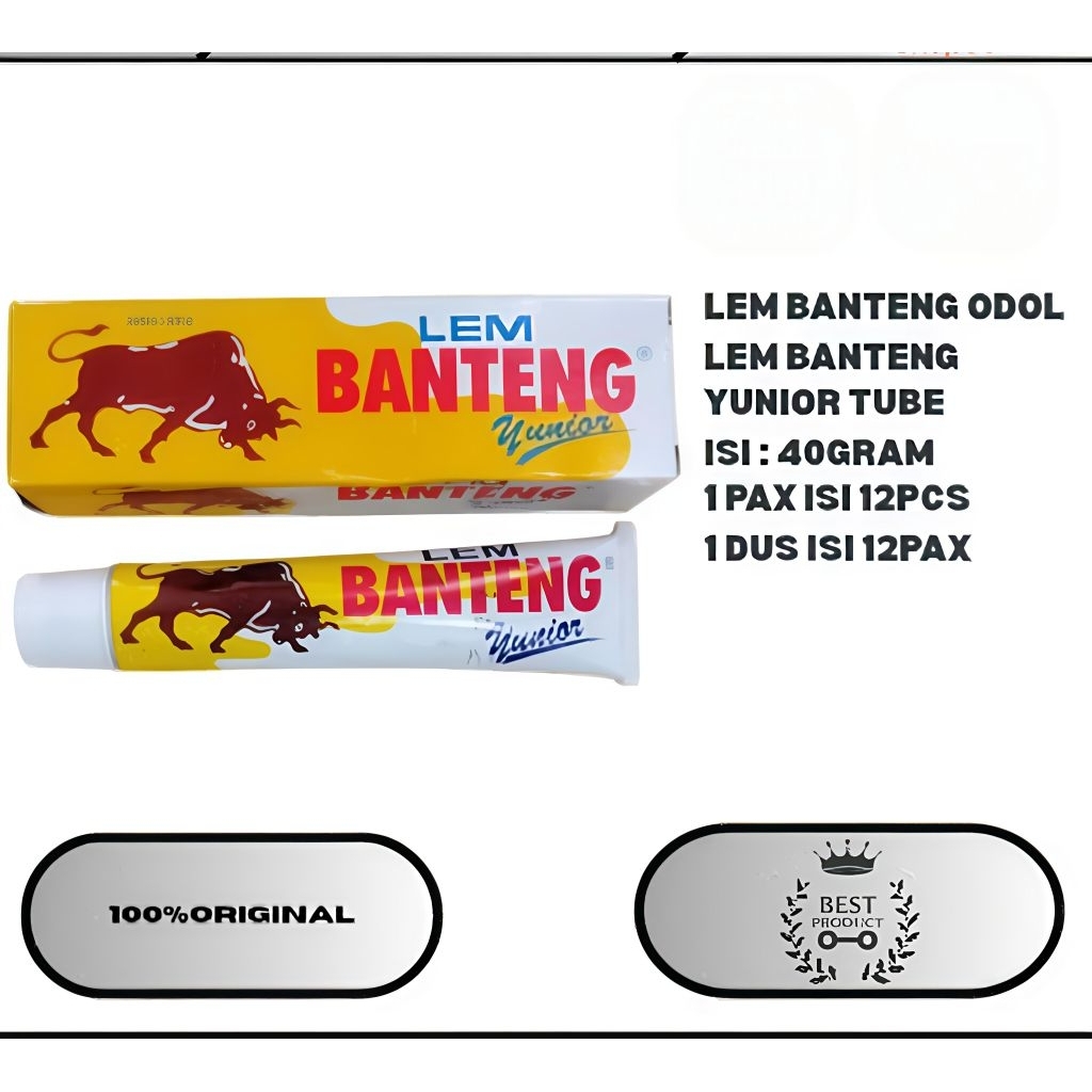 Lem Banteng Tube Yunior 40 Gram Lem Kuning Banteng Odol