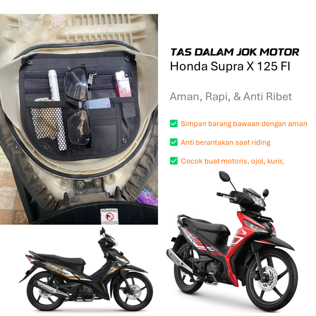 Tas Organizer Dalam Bagasi Jok Motor Bebek Honda Supra X 125 FI