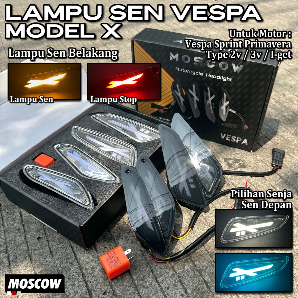 LAMPU SEN VESPA Sprint Primavera X STORM ORIGINAL MOSCOW VESPA-X SEIN INDICATOR FULL LED SENJA Runni