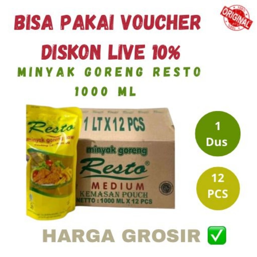 MINYAK GORENG RESTO 1 LITER - 1 DUS 12 PCS