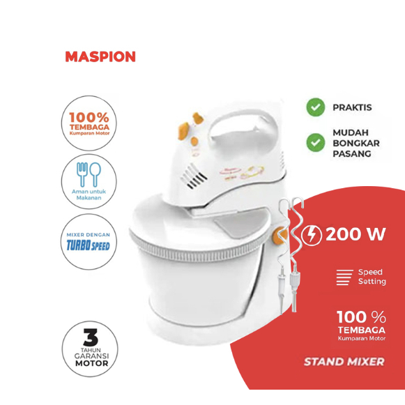 Stand Mixer Maspion MT 1180 3 Liter Pencampur Pengaduk Adonan MT1180
