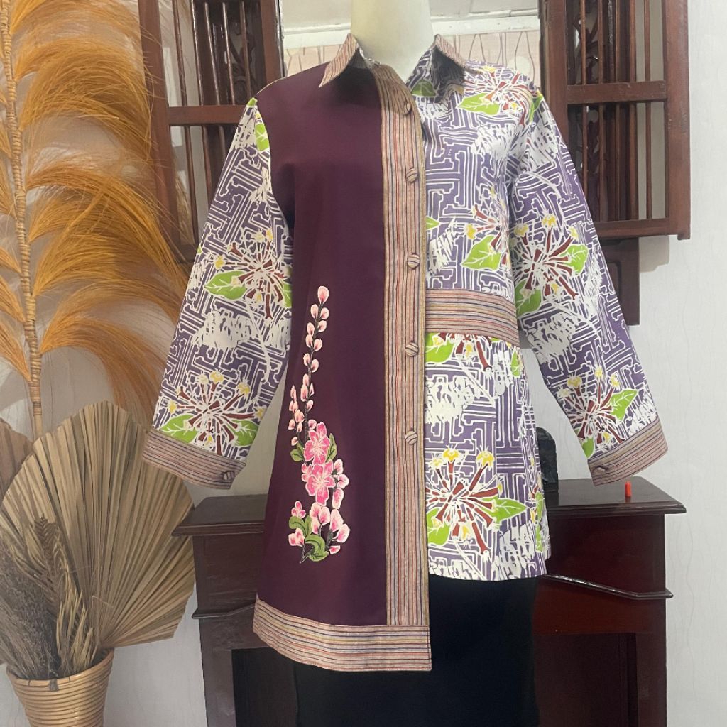 blouse batik kombinasi