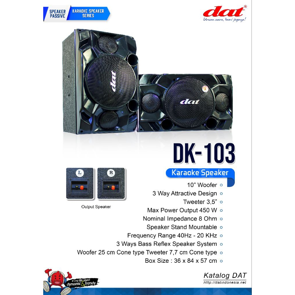 DAT Speaker DK-103 - Speaker Karaoke Passive 10" 3-Way 450W