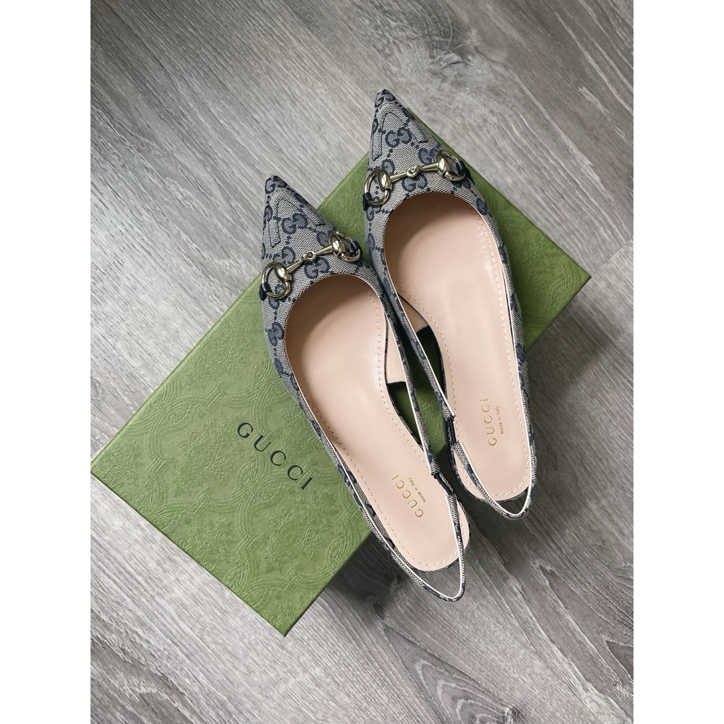 preloved gucci horsebit slingback flat shoes