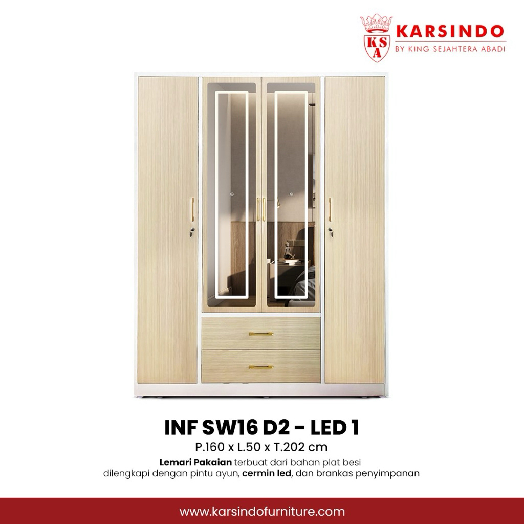 lemari besi 4 pintu buka led karsindo