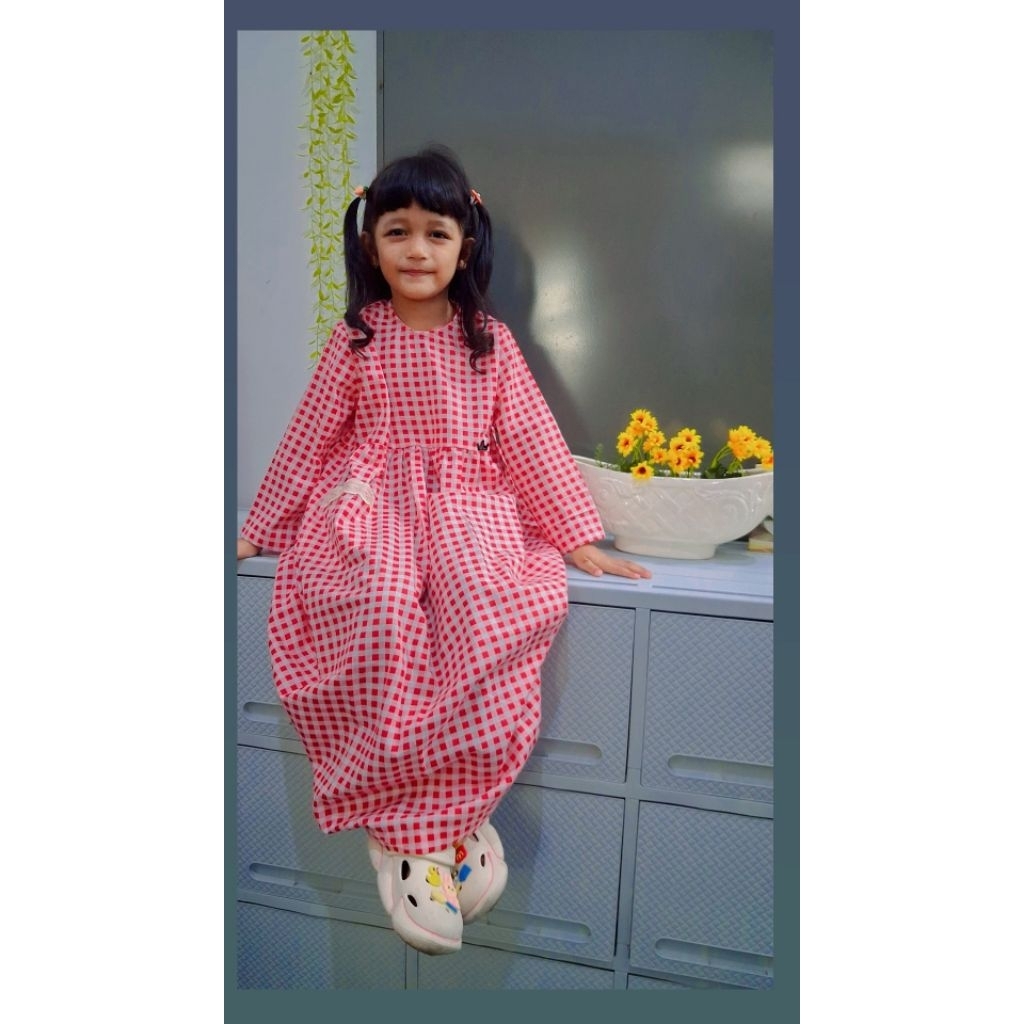 Gamis Anak murah kotak-kotak