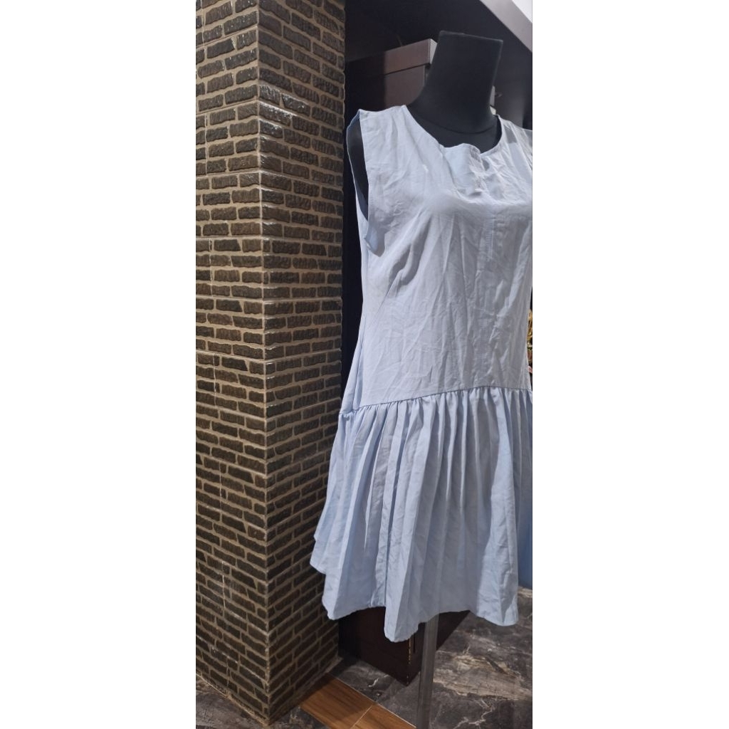 Dress sifon Blue/ Dress sleeveless volume blue