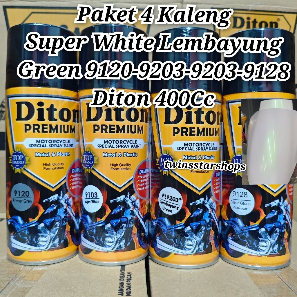 Pilok Pilox Pylox Cat Diton Premium Paket 4 Kaleng Putih Susu Lembayung Green 9203 Super White 9103 