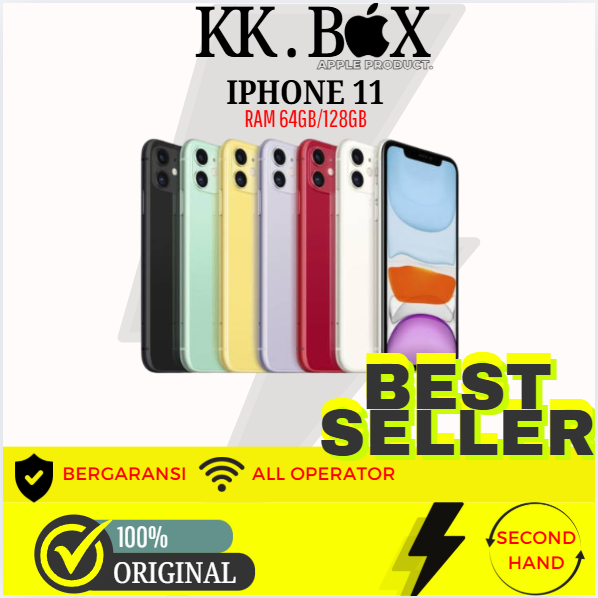 Apple iPhone 11 64GB 128GB (Kabel USB + kepala charger ) SECOND FULLSET MULUS ORIGINAL GARANSI