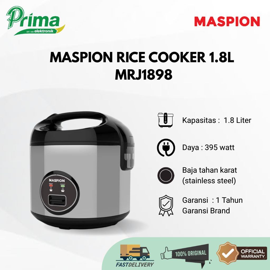 MASPION MRJ1898 1.8 LITER RICE COOKER GARANSI