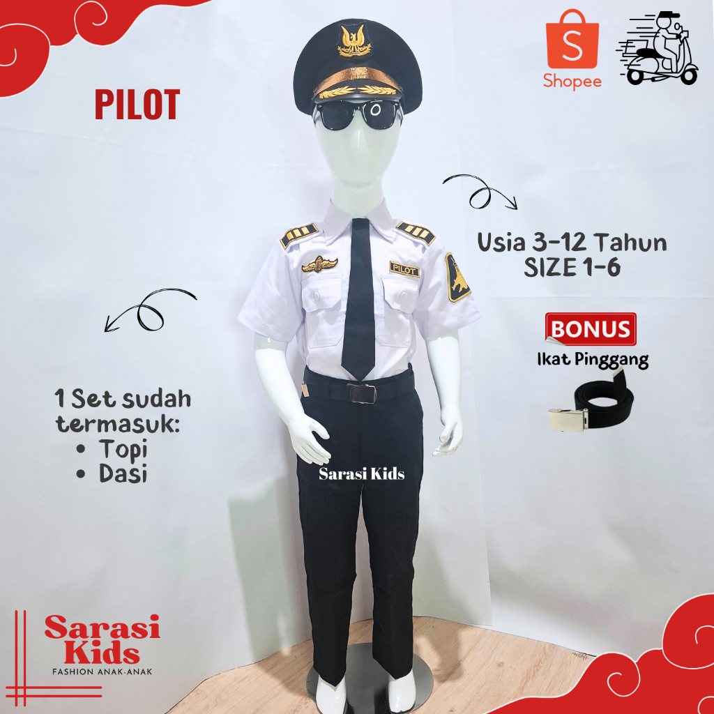 Berkualitas Baju Pilot Anak Laki-Laki Costum Anak Laki-Laki Pakaian Anak Laki-Laki Seragam Pilot